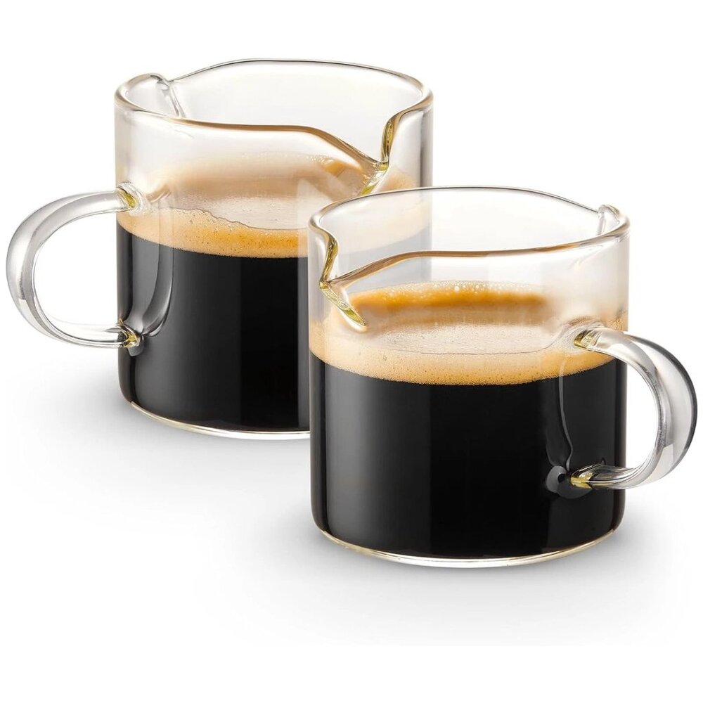 2PC~3.5 Oz Demitasse Espresso Milk Dbl Spout Cups/Glasses~LAST CHANCE~ENDS 7/18!